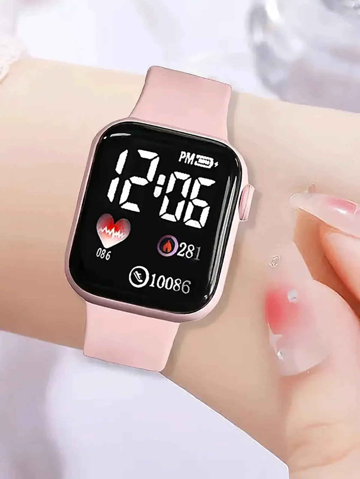 Love Pattern Electronic Watch And Butterfly Accessories Set Birthday Gift (No Box Included)