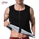 Qtree Sauna Vest for Men Waist Trainer Sweat Top Zipper