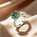 Moissanite Ring in Sterling Silver Multi