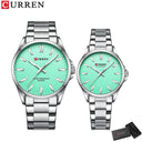 Quartz Stainless Steel Couple Watches with Illuminating Dial
