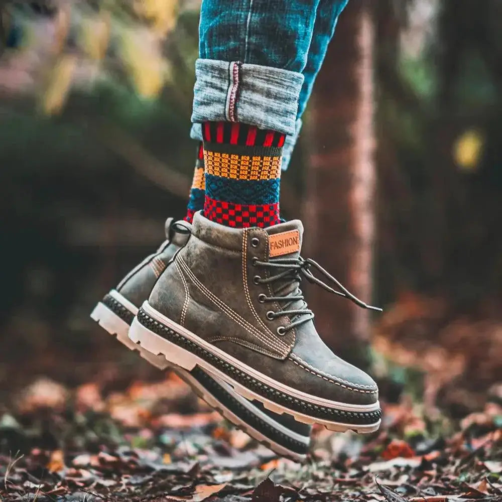 Mens Wool Socks Winter Warmth Retro Style Vibrant Cozy