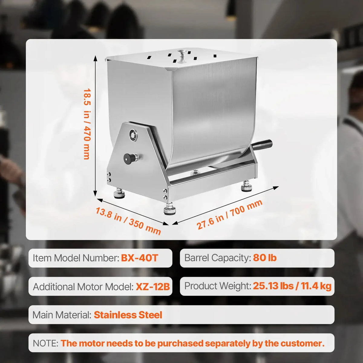 SucceBuy Manual Meat Mixer Tilt Tank Processing Equipment(Mixing — product view 7