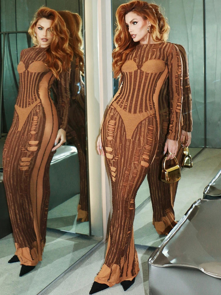 NIBBER Striped Evening Dress