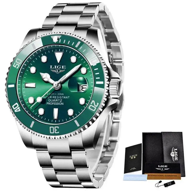 LIGE Diver Watch Stylish Waterproof Wristwatch for Adventure