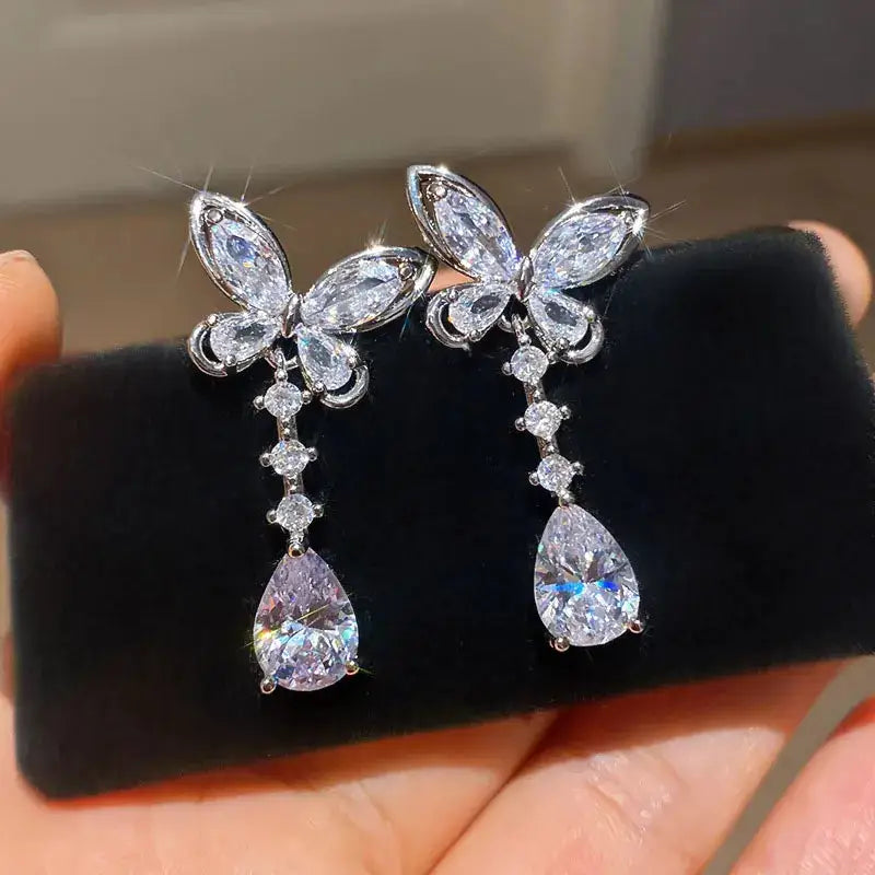 Drop Moissanite Earrings — product view 9
