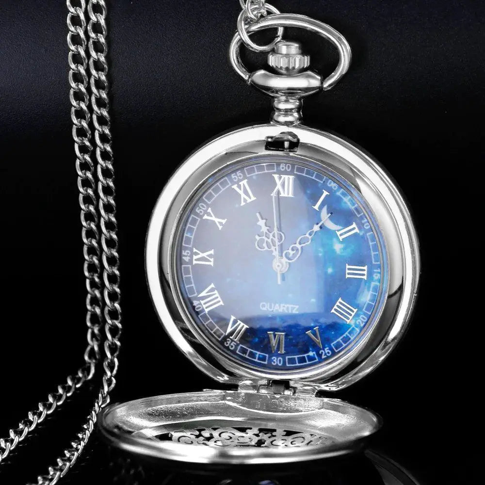 Elegant Vintage Starry Sky Pocket Watch Necklace Gift