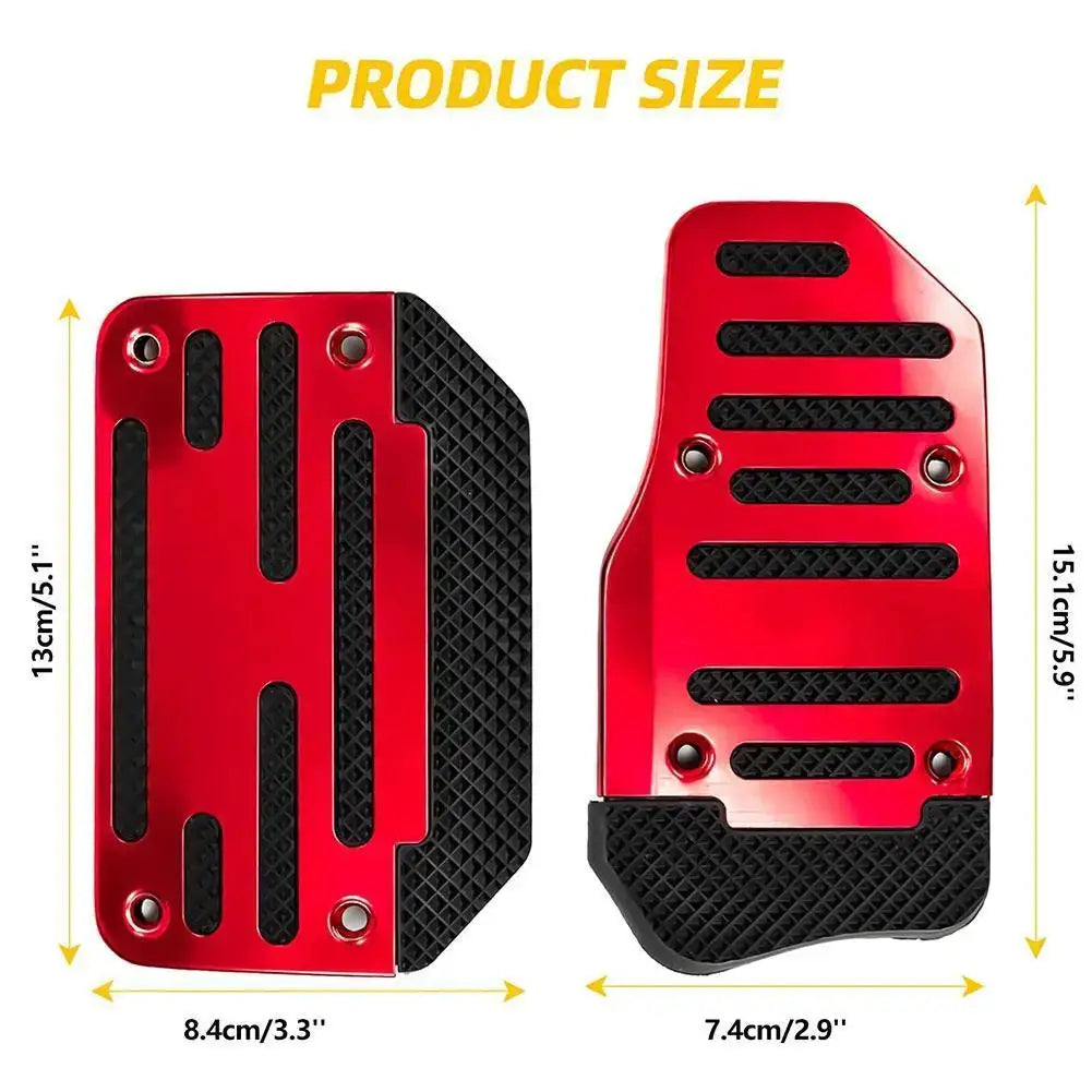 Universal Automatic Transmission Car Pedal Cover Brake Fuel Gas Foot Pad Set Kit Pedals Red Silver Non-Slip Tools Aluminum alloy