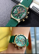 Chronograph Watch for Men Waterproof Yellow Silicone Strap Luminous Hands