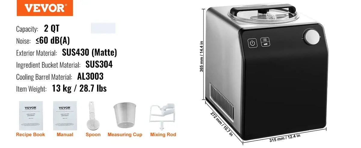 SucceBuy Upright Automatic Ice Cream Maker — product view 7