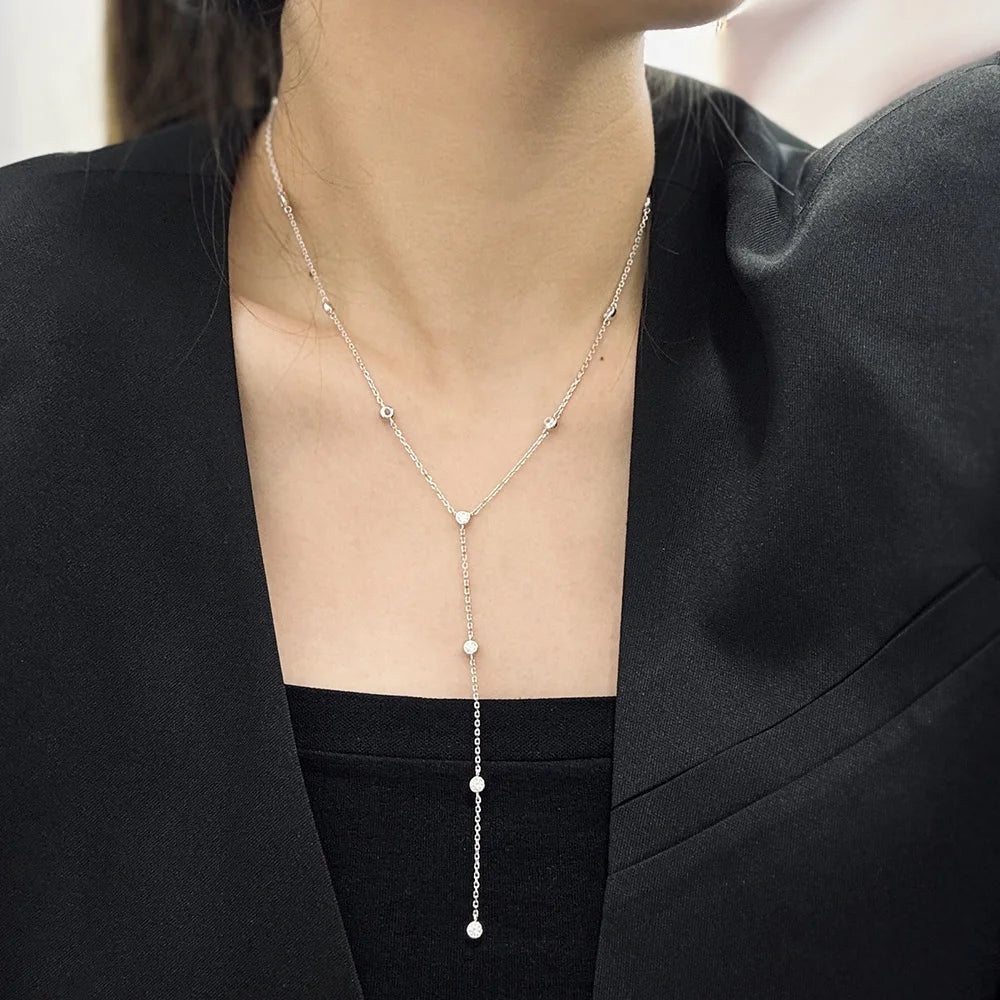 Round Moissanite Pendant Necklace in Sterling Silver — product view 5