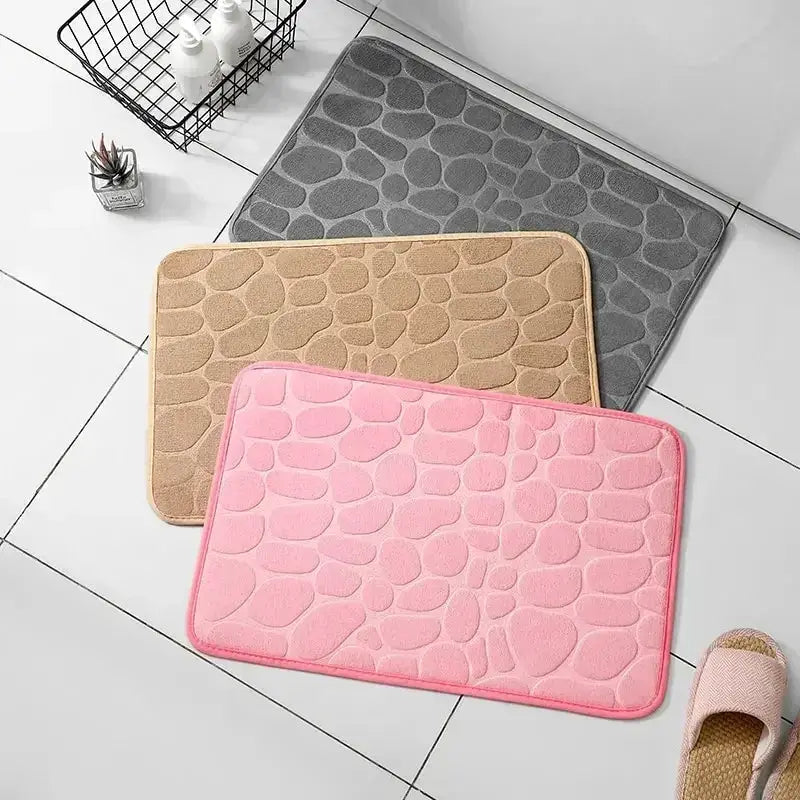 Non Slip Cobblestone Embossed Memory Foam Bath Mat