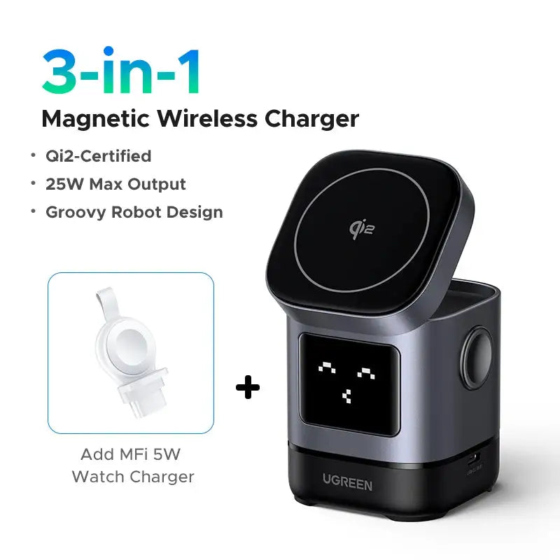 UGREEN UNO Qi2 15W Magnetic Wireless Charger Charging Stand With Cable For iPhone 16 17 Pro Max For MagSafe Fast Charger