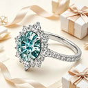 Sterling Silver Sterling Blue Moissanite Band Ring