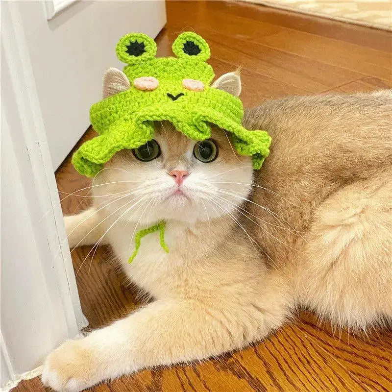 Knitted Party Hats for Cats and Dogs Elastic Photo Props