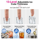 Commercial Ice Maker Machine 80Lbs/24H Dual Water Inlet Black 20Lbs Storage Bin, Freestanding, 36 Ice Cubes/Cycle, Adjustable Ice Thickness, Self-Cleaning, for Home, Bar, Coffee Shop