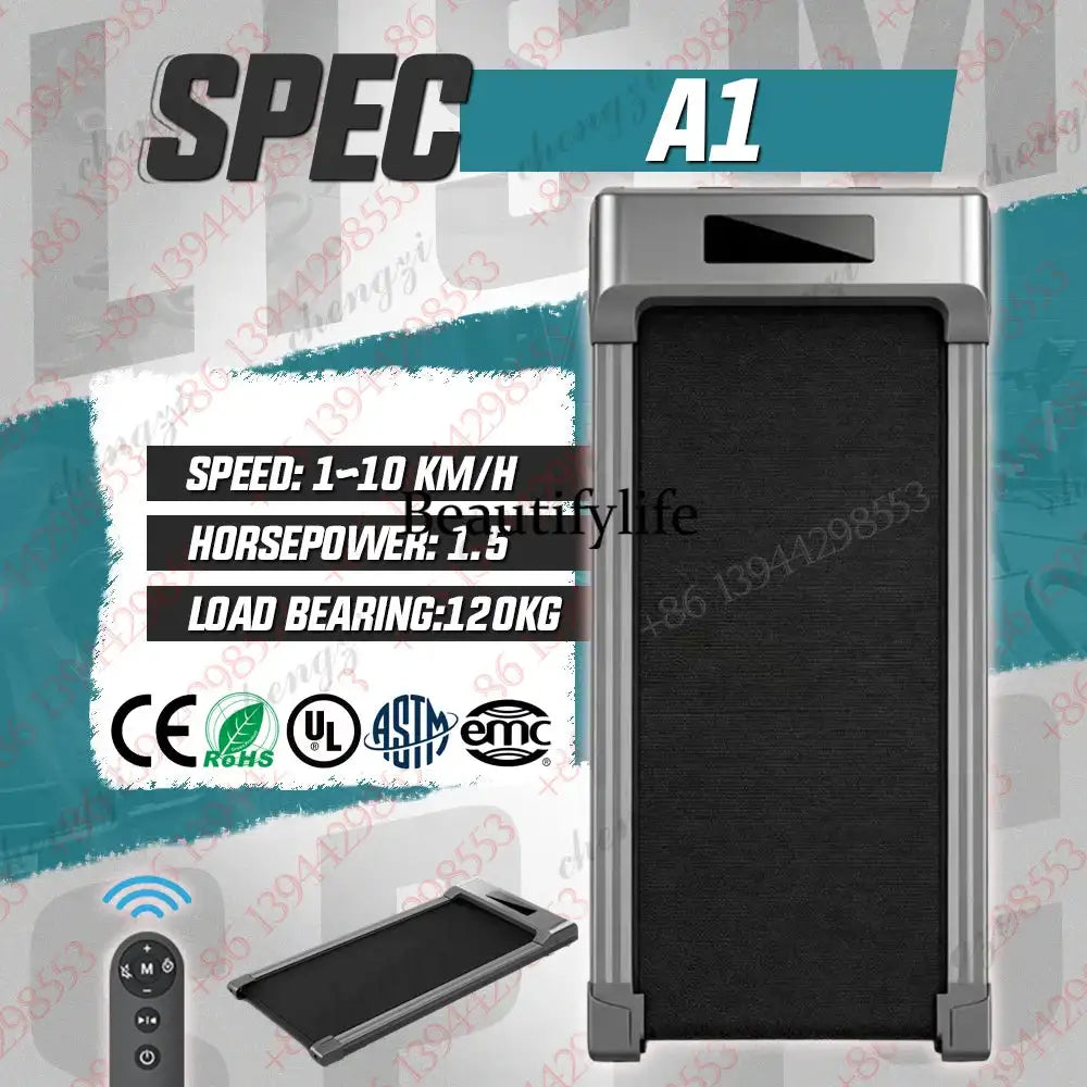 Household Flat Treadmill Indoor Mini Folding Silent Electric Shock-absorbed Flat Treadmill Simple Walking