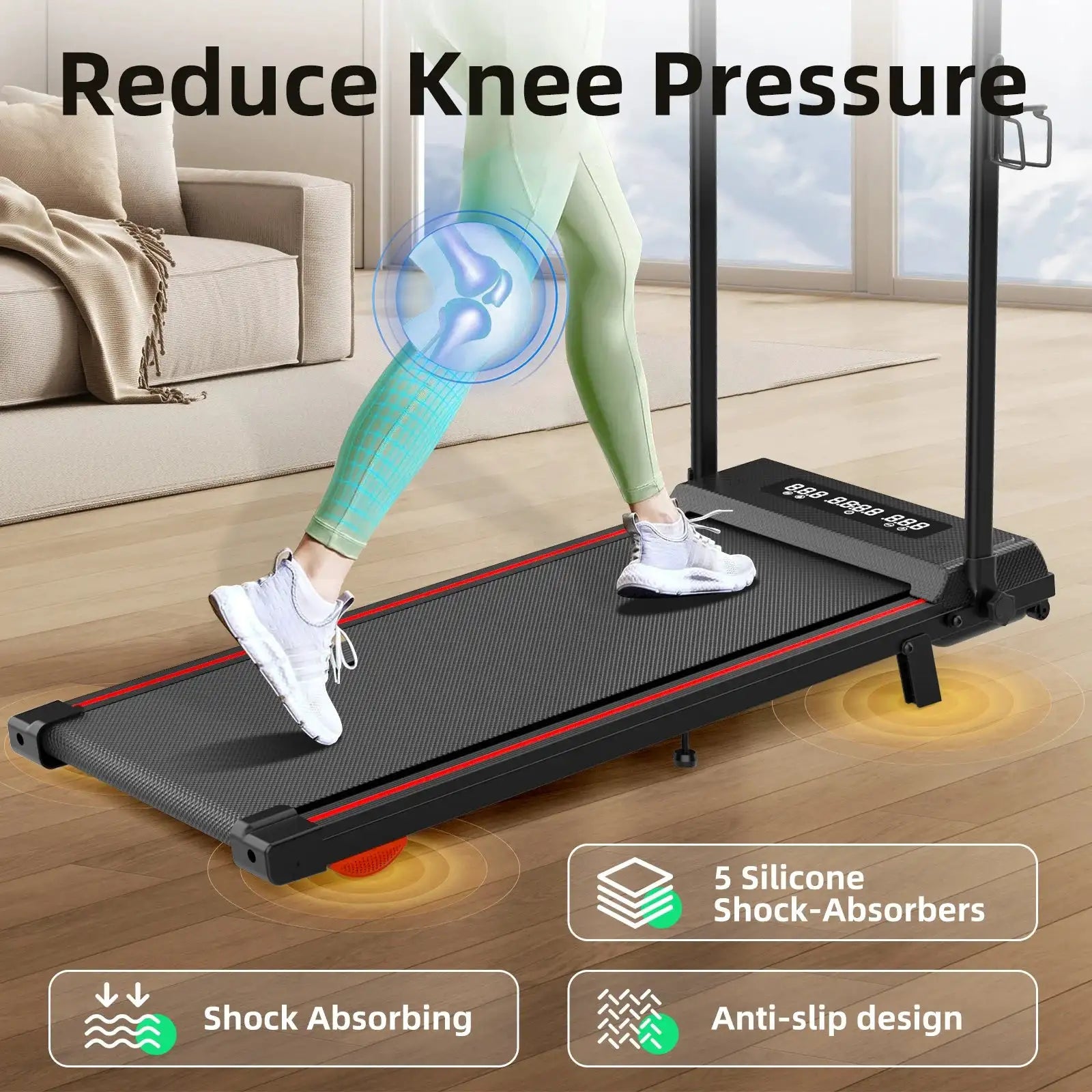 Manufacturer LED Screen Manual Incline Foldable Treadmills 10KM Space Saving Home Use Walking Pad