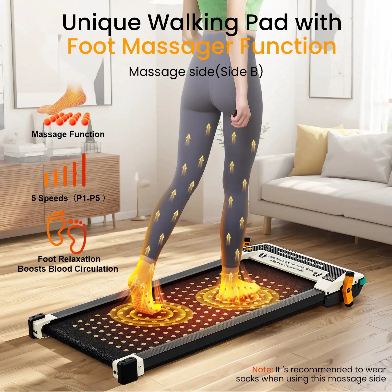 AKLUER Walking Pad with Incline - Dual-Sided 2 in 1 Under Desk Treadmill with Shiatsu Foot Massager, 330LBs Walking Pad Treadmills for Home and Office, LED Display and Remote Control