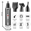 Kemei 4-In-1 Nose Ear Trimmer - Rechargeable Set