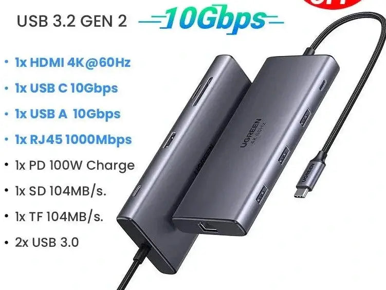 UGREEN 9 In 1 USB C Hub With 4K HDMI And Fast Charging