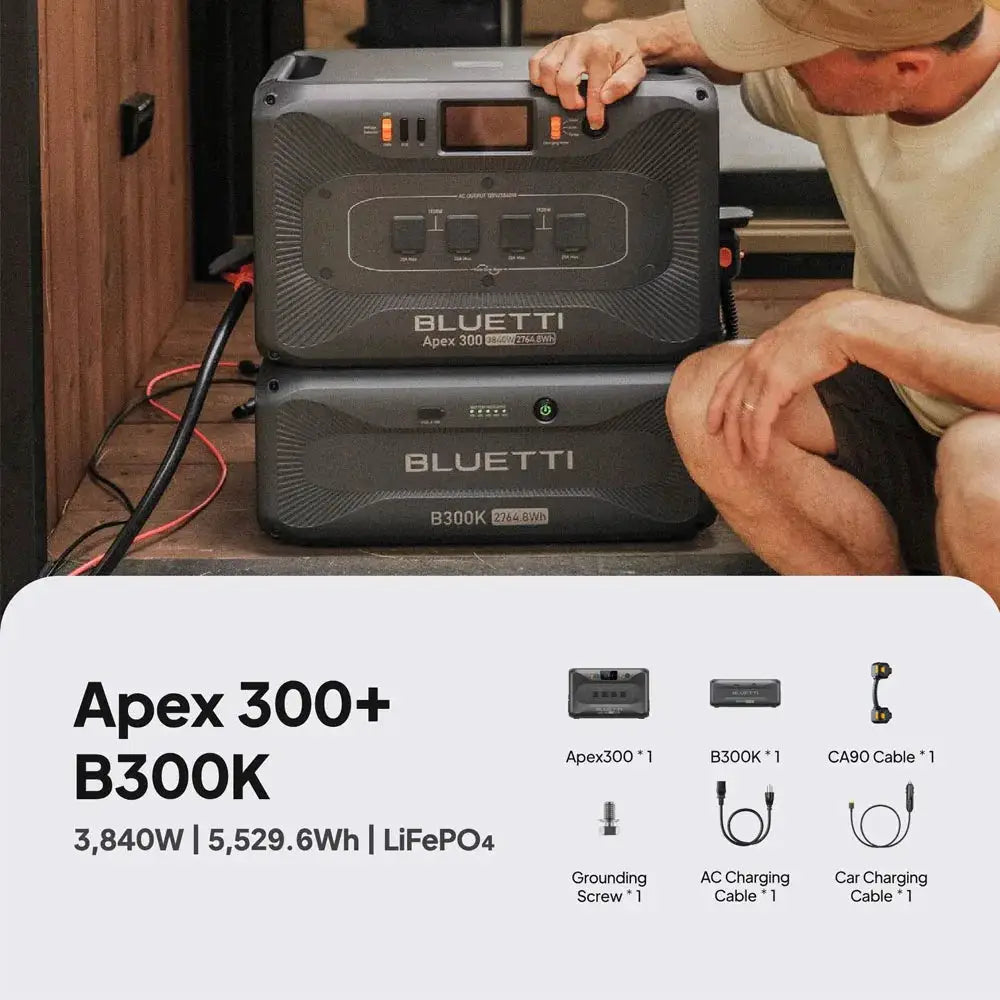【Renew】BLUETTI Apex 300 Portable Energy Station 2764.8Wh LFP Solar Backup 3840W Continuous 7680W Peak Six AC Ports Dual Voltage Black Start For Home RV Emergency