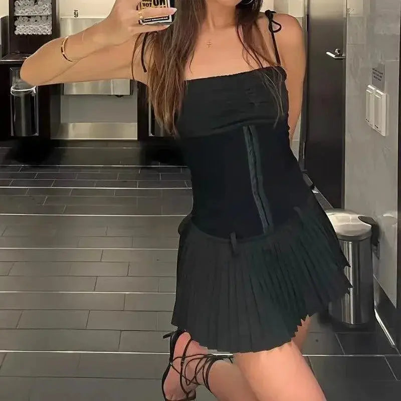 Beige Sexy Lace Mini Dress With Metal Hook Buttons For Women