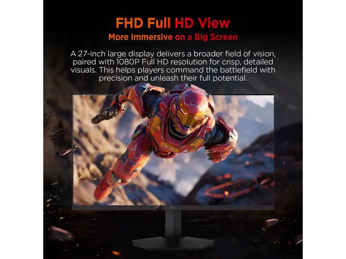 HKC 27 inch Full HD 240Hz Fast IPS 1ms HDR400 90% DCI-P3 Hardware Low Blue Light 125% sRBG Compact Stand Gaming Computer Monitor G27H3D