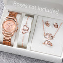 6PCS/Set Women's Watch Fashion Rhinestone Jewelry Set Gift