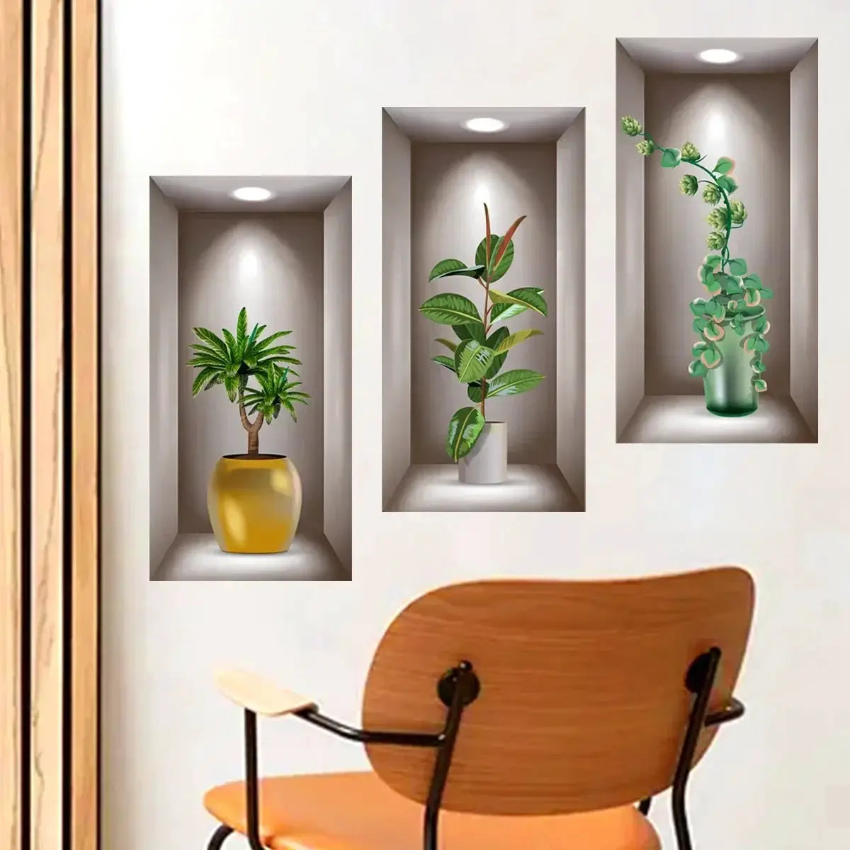 3D Potted Plant Wall Art Stickers for Home Decor Ideas