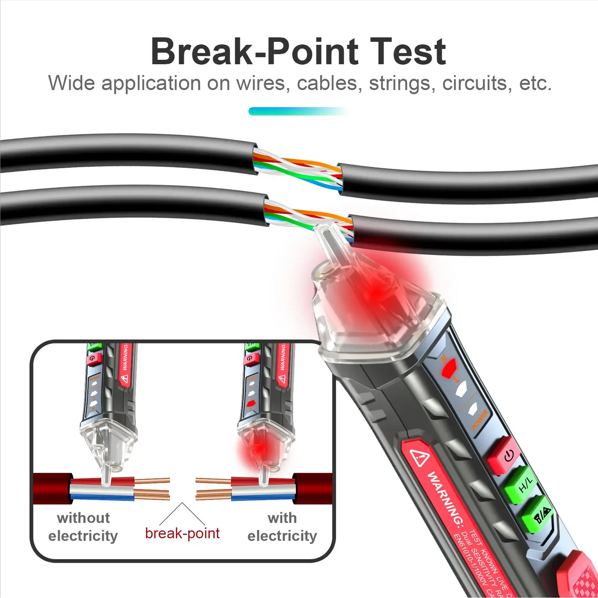 NJTY T-03 Circuit Breaker Finders Electrical Instrument Breakpoints Detector Live Wire Checking Socket Testor Laser Voltage Pen