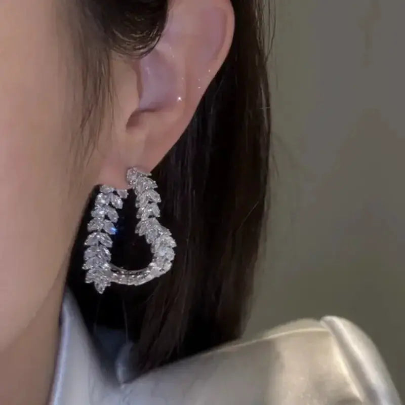 Zircon Leaf Earrings for Women Sparkle — product view 16