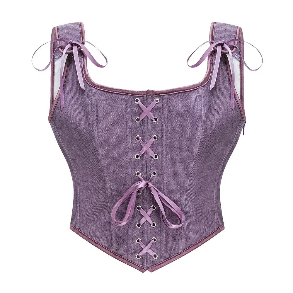 Vintage Gothic Lace Up Corset Tank Top For Women Elegant