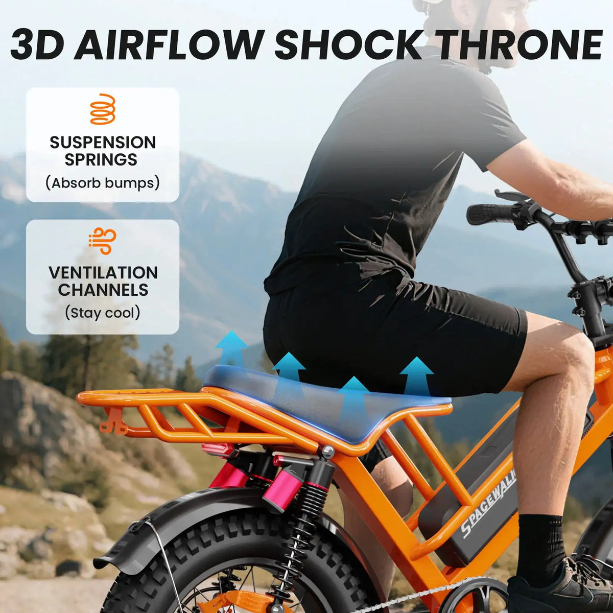 Spacewalk 2000W Electric Dirt Bike for Adults 20×4.0 Fat Tire Electric Bike UL Certified 720Wh Battery 70 Miles Long Range Off Road Mountain E-Bike Full Suspension Electric Bicycle