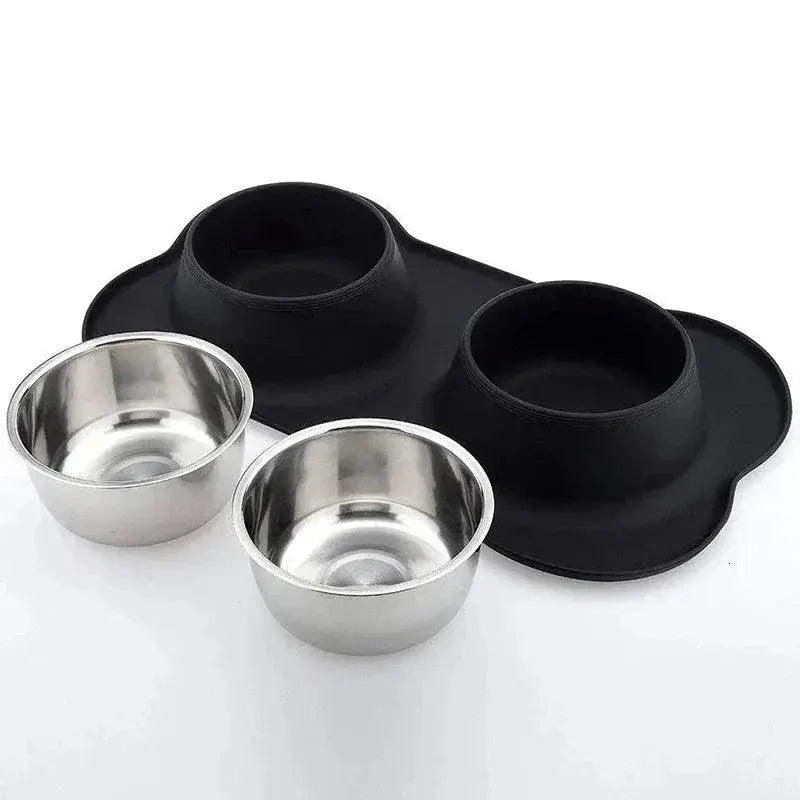 Antislip Double Dog Bowl Set For Food And Water Feeding
