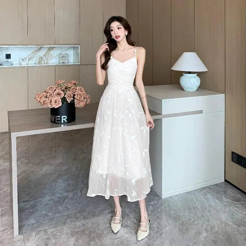 Summer Blossom Halter Dress Floral Midi Evening Wear