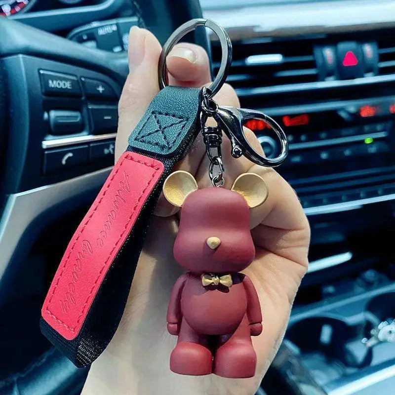 Crystal Bow Tie Bear Keychain Charm Pendant Cute Accessory