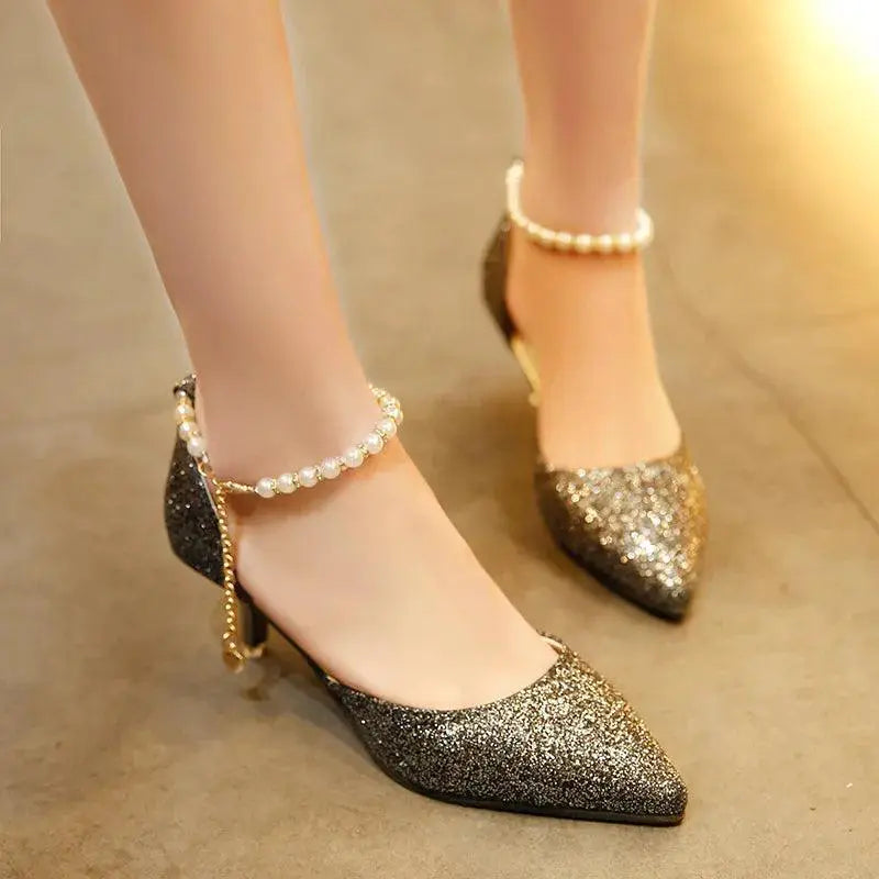 Sequined High Heels Designer Pumps For Glamorous Events