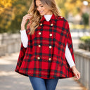 Plaid Patchwork V Neck Cape