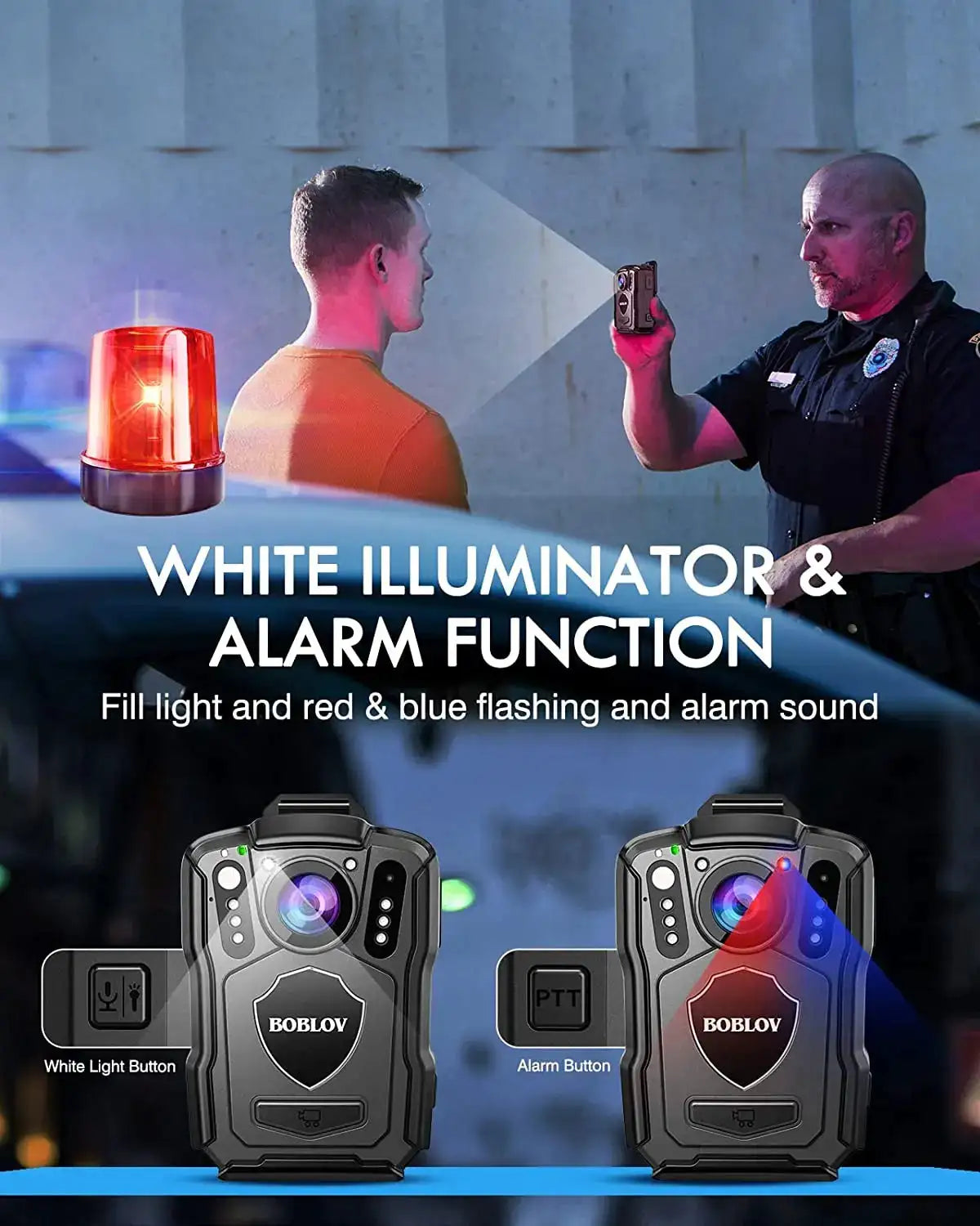 BOBLOV M5 Mini Camera 4200MAH Battery 15Hours Recording Police Body Camera HD 1440P 170° Angle Security Small Camcorder 128G