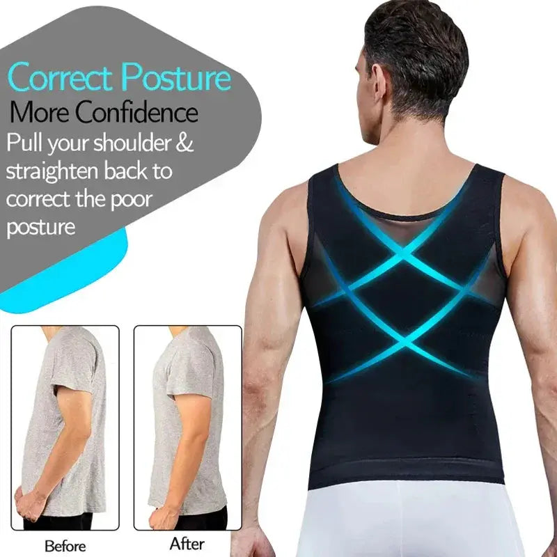 Men's Slimming Compression Shirt For Posture Support