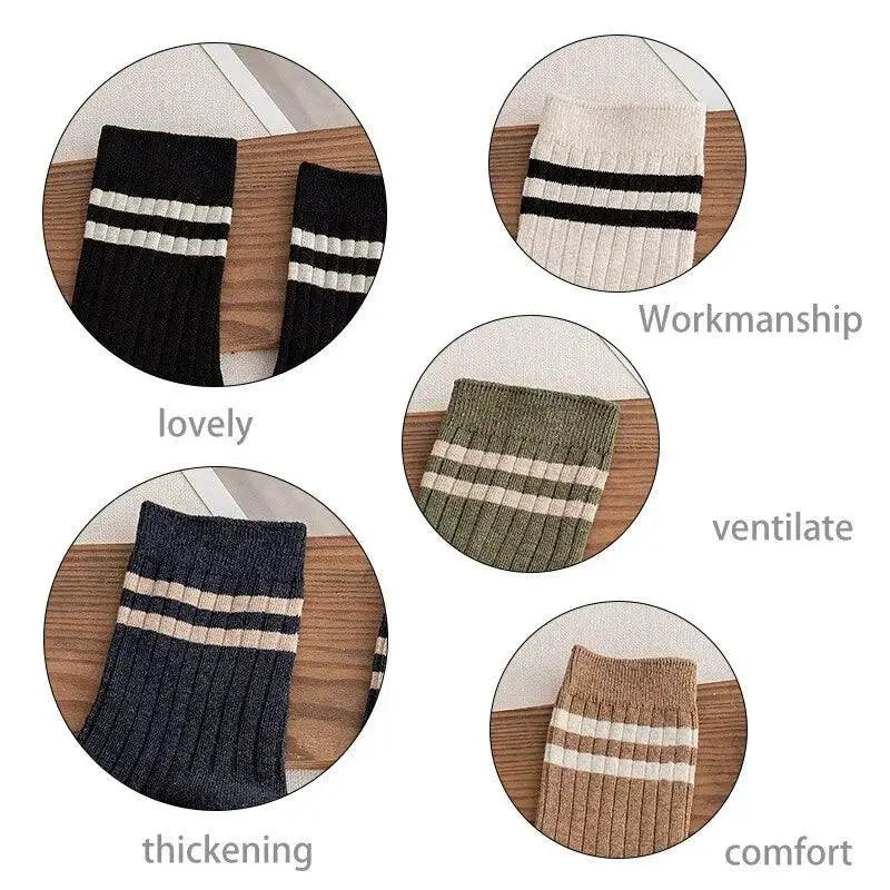 Harajuku Vibes 7 Pack Retro Striped Tube Socks Set