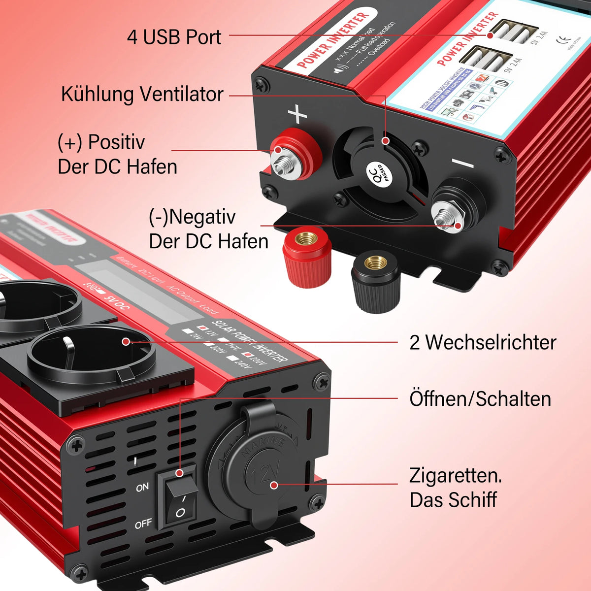 Car Power Inverter DC To AC Modified Sine Wave Solar — product view 2