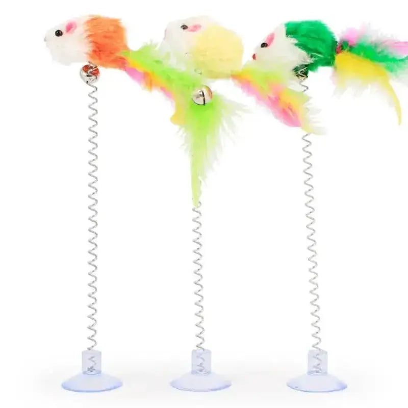 Colorful Interactive Cat Toy With Bell And Feather Fun