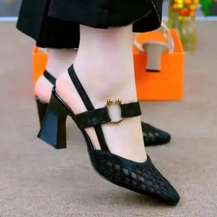Women's Summer Baotou High Heel Hollow Sandals Size 35 40