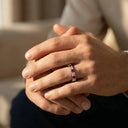 Moissanite Ring in Sterling Silver Ruby
