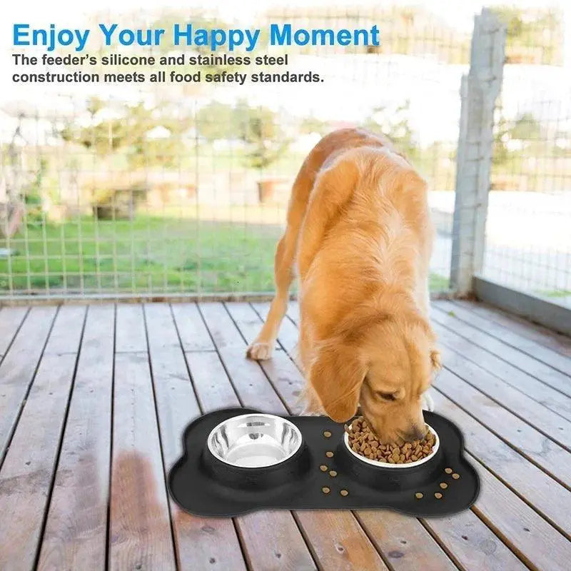 Antislip Double Dog Bowl Set For Food And Water Feeding