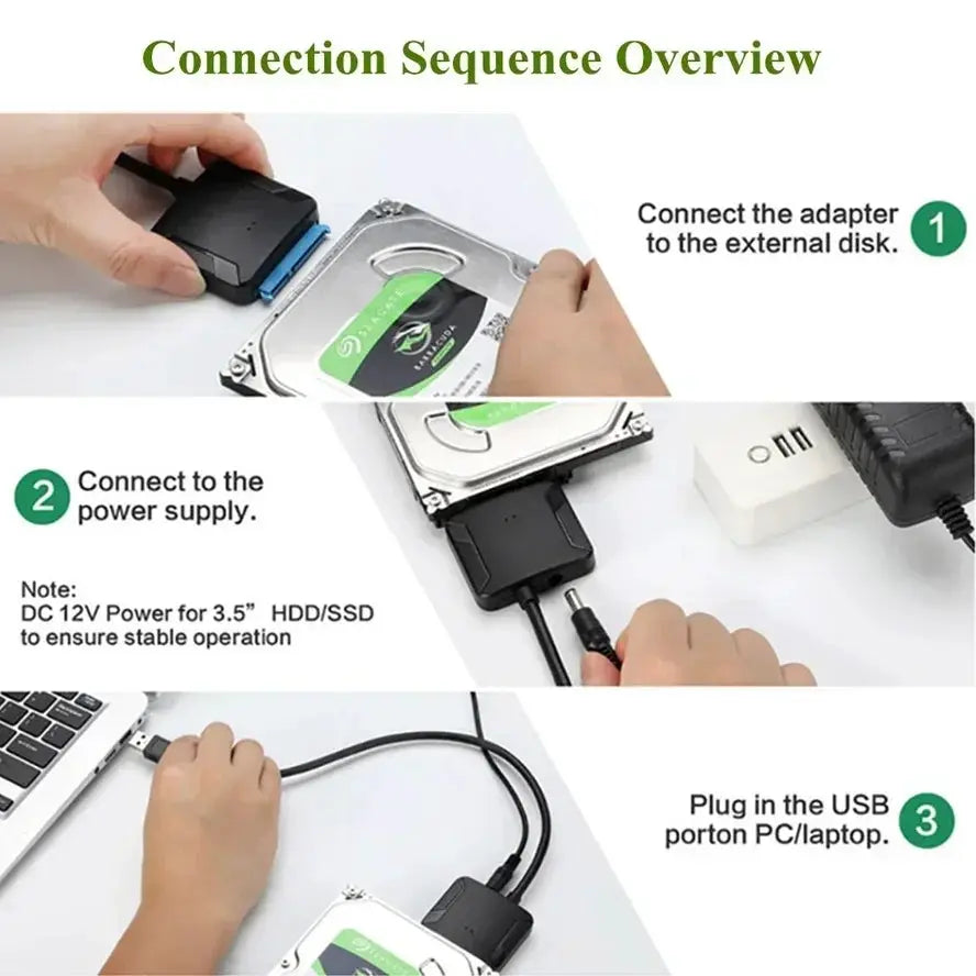 USB 3.0 To SATA Adapter Cable For 3.5 And 2.5 SSD HDD