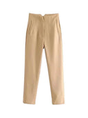 Vintage High Waist Zipper Pencil Pants Classic Women's Trousers