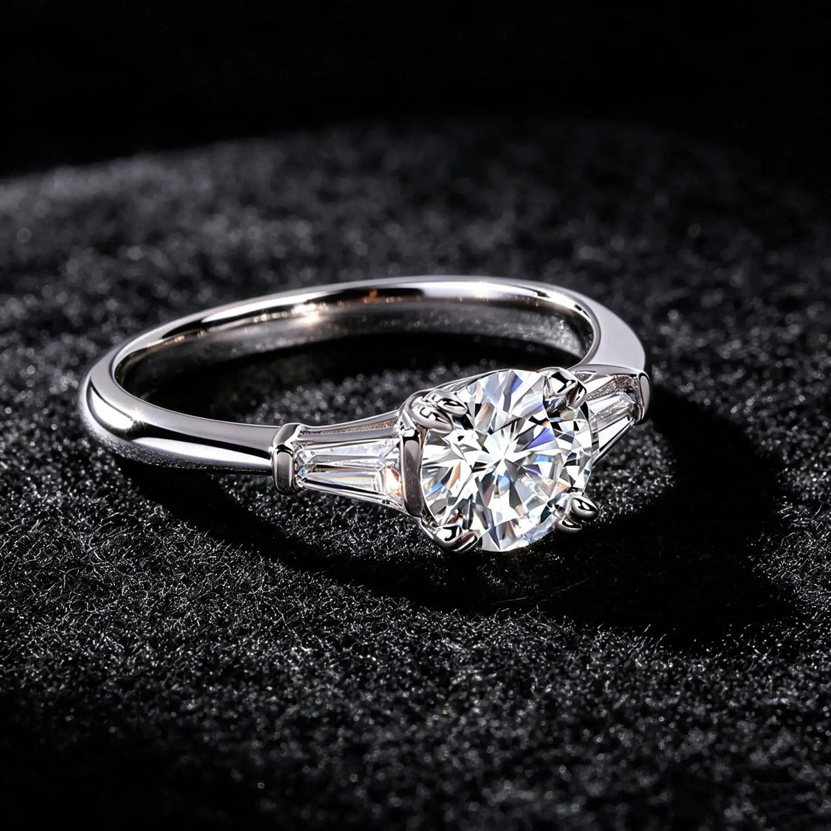 Sterling Silver Silver Moissanite Three Stone Ring — product image 5