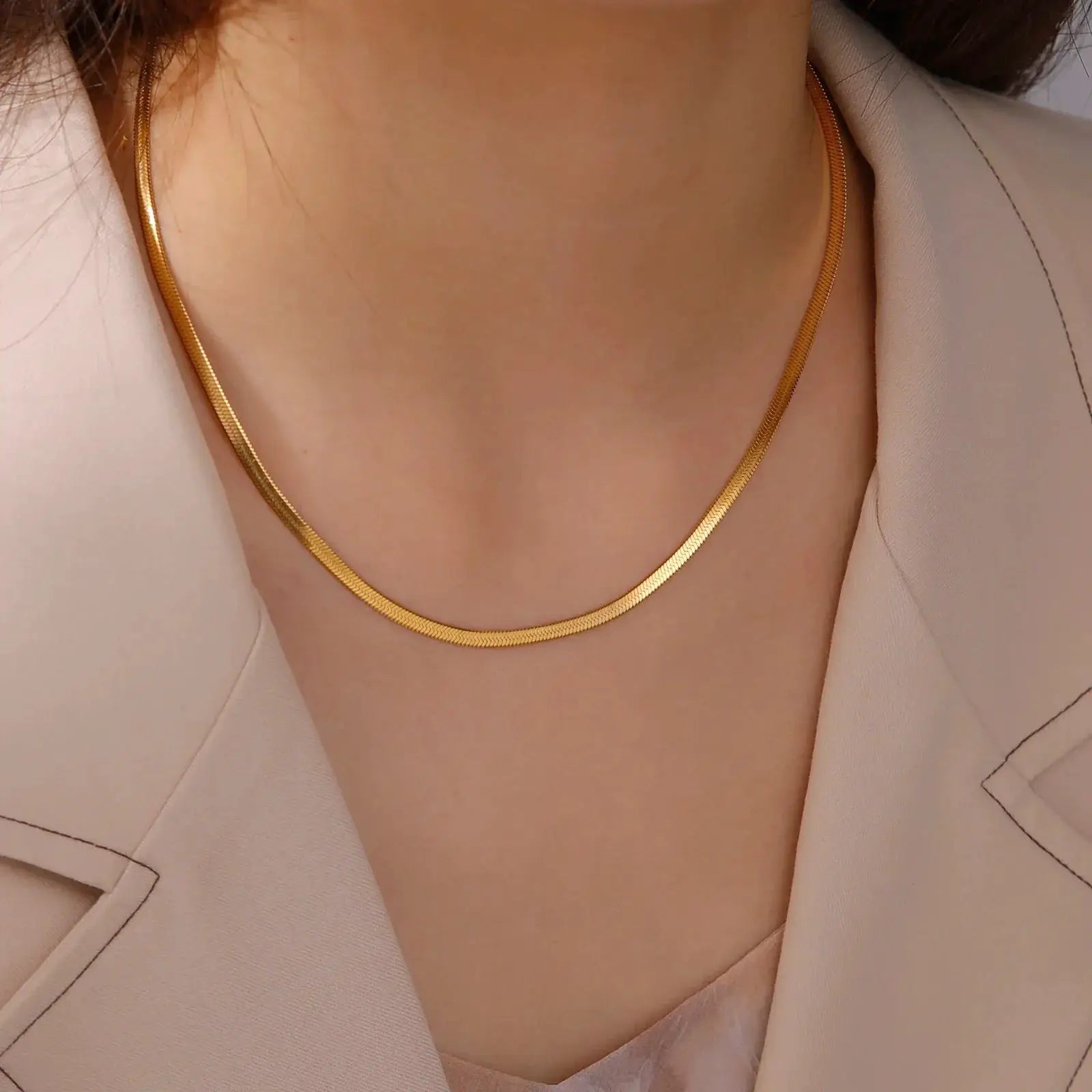 Skyrim Stainless Steel Snake Chain Necklace Gold Color